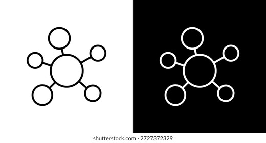 Icono de red contorno en blanco y negro.