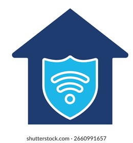 Networking Icon In Blue Monochrome Flat Design, Vector Illustration