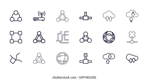 Networking icon. collection of 18 networking outline icons such as connection, cloud download upload, network connection. editable networking icons for web and mobile.