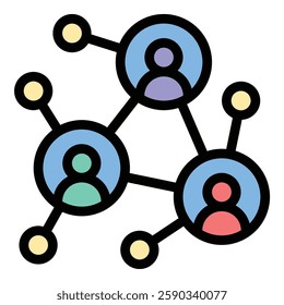 Networking Icon Connection and Communication in Flat Line Color Style.