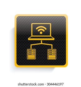 Networking icon design,yellow version,clean vector