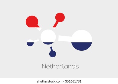 A Networking Icon with the Flag of Netherlands