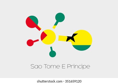 A Networking Icon with the Flag of Sao Tome E Principe