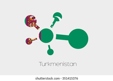 A Networking Icon with the Flag of Turkmenistan