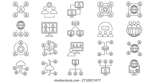 Colección de ilustración de línea de icono de red