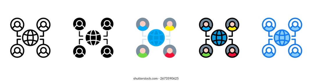 Ícone de rede Ilustração de vetor de vários estilos