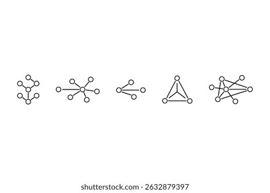 Ícone de rede. Vetor de rede definido. Conjunto de ícones da estrutura do grupo de conexão. Sinal de design da linha de conexão do grupo. Conjunto de ícones de compartilhamento de rede. 