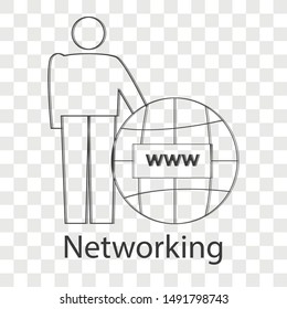 Networking icon on transparency background. Line vector illustration for website.