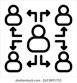 networking icon in outline style vector illustration