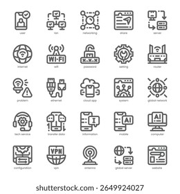 Networking Icon pack for your website, mobile, presentation, and logo design. Networking Icon outline design. Vector graphics illustration and editable stroke.
