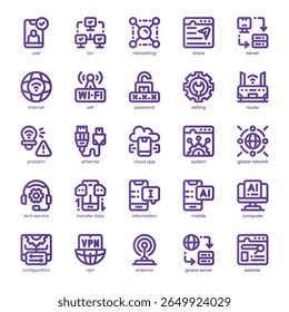 Networking Icon pack for your website, mobile, presentation, and logo design. Networking Icon line basic color design. Vector graphics illustration and editable stroke.