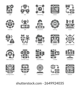 Networking Icon pack for your website, mobile, presentation, and logo design. Networking Icon solid design. Vector graphics illustration and editable stroke.