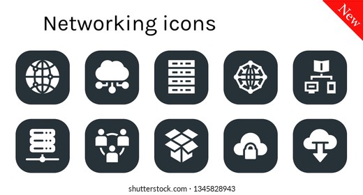 networking icon set. 10 filled networking icons.  Collection Of - Connect, Cloud computing, Server, Network, Connection, Dropbox