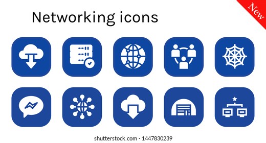 networking icon set. 10 filled networking icons.  Simple modern icons about  - Cloud computing, Server, Connect, Network, Spider web, Messenger, Storage