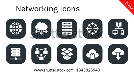networking icon set. 10 filled networking icons.  Collection Of - Connect, Cloud computing, Server, Network, Connection, Dropbox