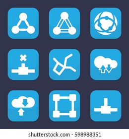 networking icon. Set of 9 filled networking icons such as connection, cloud download upload, network connection