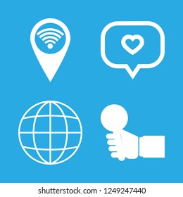 networking icon set about globe, wifi pin, search and chat vector set