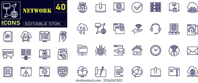 Networking icon set. Containing network, connections, relationship icons . 