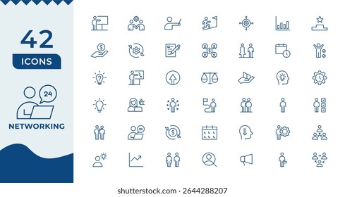 Networking icon set. Containing network, connections, relationship, online networking, community, events and social network icons.