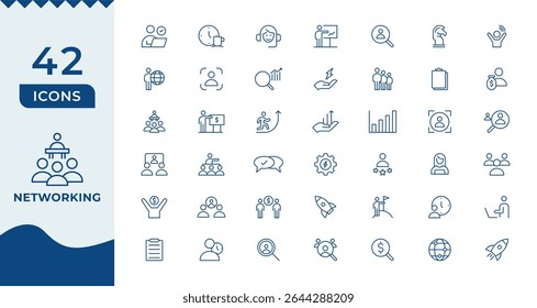 Networking icon set. Containing network, connections, relationship, online networking, community, events and social network icons.