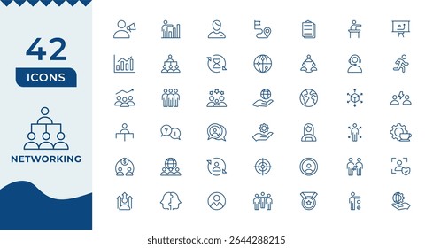 Networking icon set. Containing network, connections, relationship, online networking, community, events and social network icons.