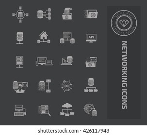 Networking icon set on clean background,vector
