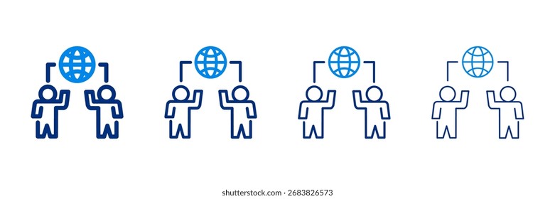 Networking Icon Set With Two Colors And Multiple Line Styles Vector Illustration