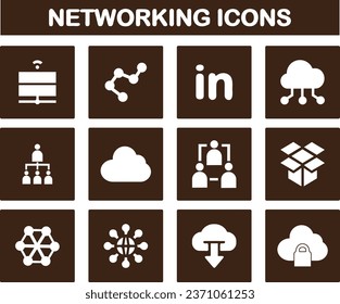 Networking icon set vector art illustration