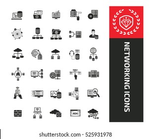 Networking icon set,clean vector