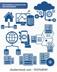 Networking icon set,clean vector
