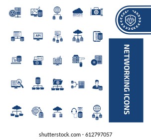 Networking icon set,clean vector