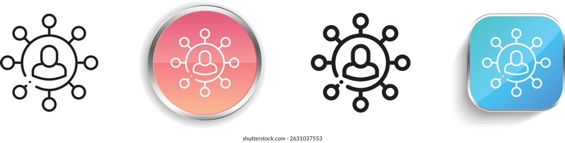 ícone de rede. Design fino, linear, regular e estilo botão isolado no fundo branco