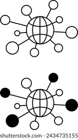 Networking icons. Black and White Vector Global Network Icons. Internet and Mobile Connection