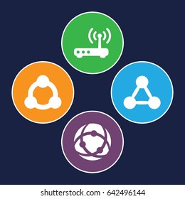 Networking icons set. set of 4 networking filled icons such as router, connection