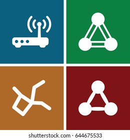 Networking icons set. set of 4 networking filled icons such as connection, router