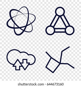 Networking icons set. set of 4 networking outline icons such as connection, cloud download upload