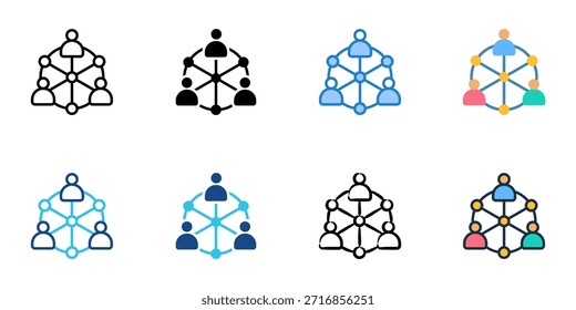 Networking icons set multiple style collection. 

