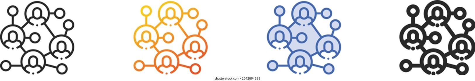 networking icon.Thin Linear, Gradient, Blue Stroke and bold Style Design Isolated On White Background