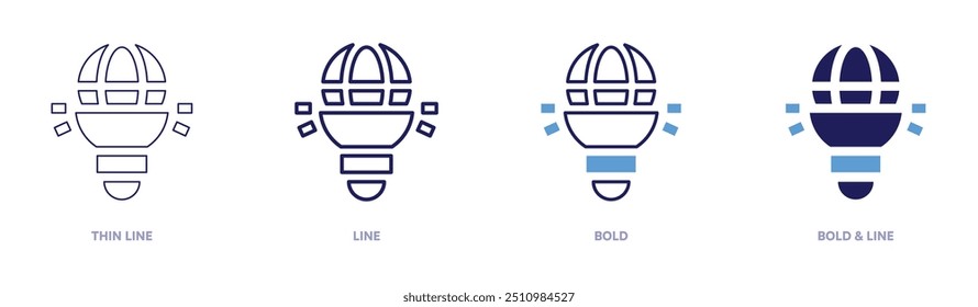 Ícone de ideia de rede em 4 estilos diferentes. Linha fina, Linha, Negrito e Linha Negrito. Estilo duotônico. Traçado editável.