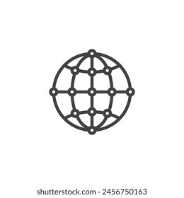 Symbol für Netzwerkinfrastrukturzeile. Globale Netzwerkverbindung Linear Style Sign für Mobilkonzept und Webdesign. Symbol für die Vektorgrafik der Netzwerkrasterumrisslinie. Symbol, Logo-Darstellung. Vektorgrafik-Grafiken