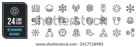 Networking internet minimal thin line icons. Related cloud, communication, connection, hosting. Vector illustration.
