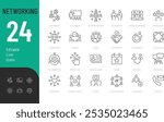 Networking line Editable Icons set. Vector illustration in modern thin line style of business related icons: connection, community, relationship, and more. Pictograms and infographics for mobile apps