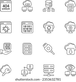 Networking line icons set Pack