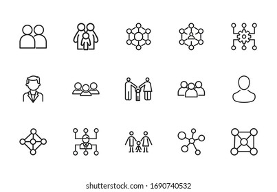 networking line icons set. Stroke vector elements for trendy design. Simple pictograms for mobile concept and web apps. Vector line icons isolated on a white background. 
