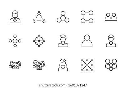 networking line icons set. Stroke vector elements for trendy design. Simple pictograms for mobile concept and web apps. Vector line icons isolated on a white background. 