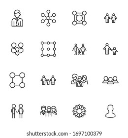networking line icons set. Stroke vector elements for trendy design. Simple pictograms for mobile concept and web apps. Vector line icons isolated on a white background. 