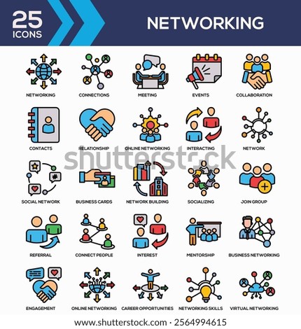 Networking Lineal Color Icon Collection
