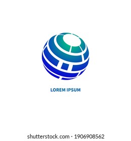 Networking logo. Communications or telecommunications icon. 3D abstract geometric sphere isolated. Vector illustration