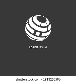 Networking logo. Communications or telecommunications icon. 3D abstract geometric sphere isolated. Vector illustration