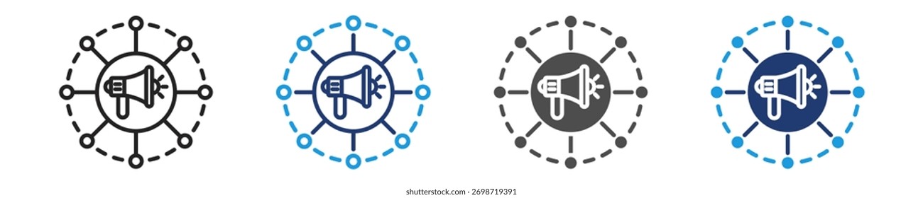 Netzwerk-Marketing-Symbol setzt mehrere Stile fest